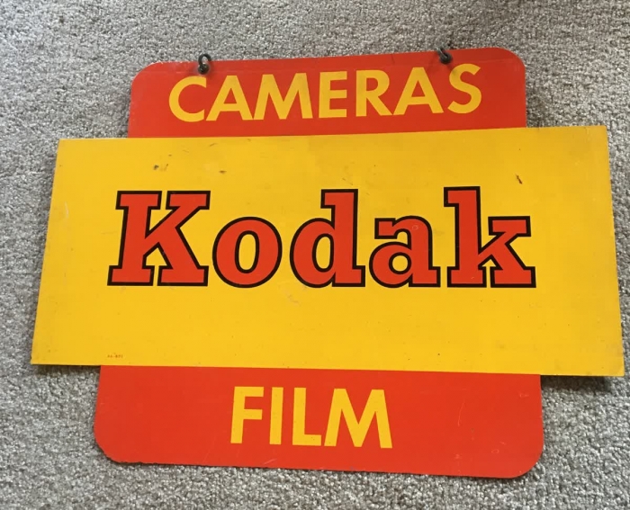 Kodak Double Sided Sign With Hooks Late 50's/Early 60's