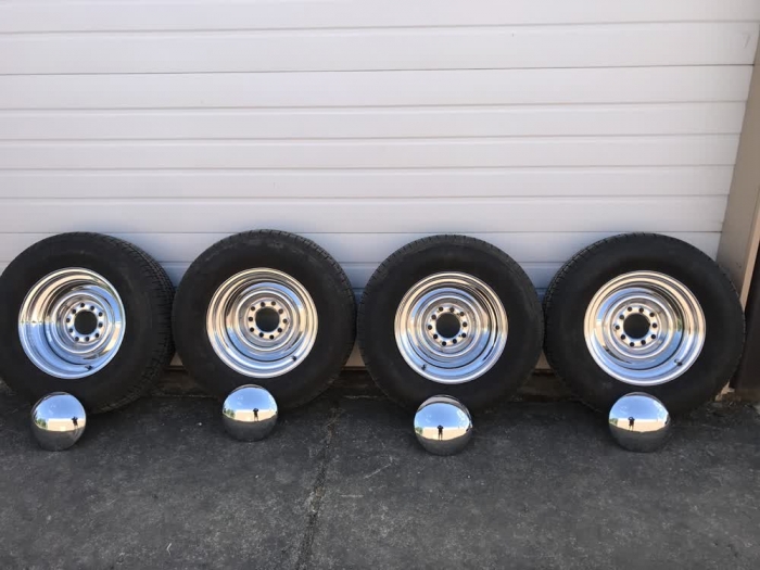 Used Parts - Set of (4) 15"x 7" Chrome Wheels w/Caps and Tires