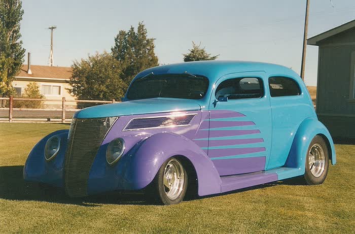 1937 Ford All Steel Slant Back with Custom Trailer
